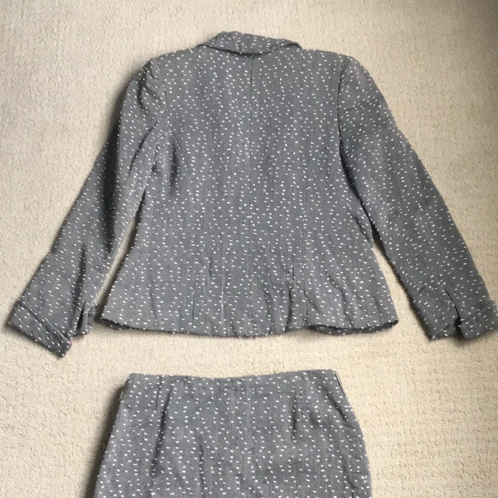 🇨🇦 100% Wool Pencil Skirt & Jacket Set - Size 2 - Gray/White • Made in Canada - Picture 7 of 16